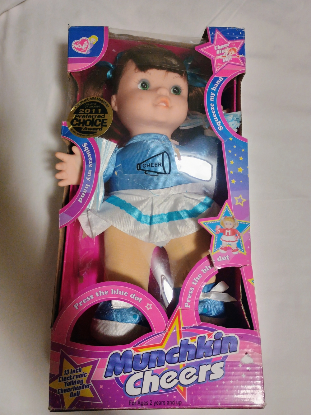 Munchkin Cheers Blue Cheerleader Doll - Munchkin New Damaged Box